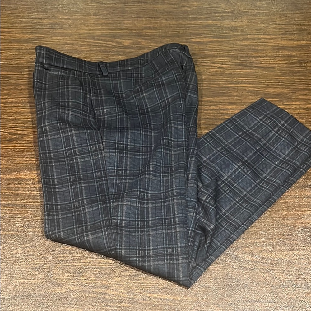 Liverpool Black and Gray Cropped Plaid Pants
